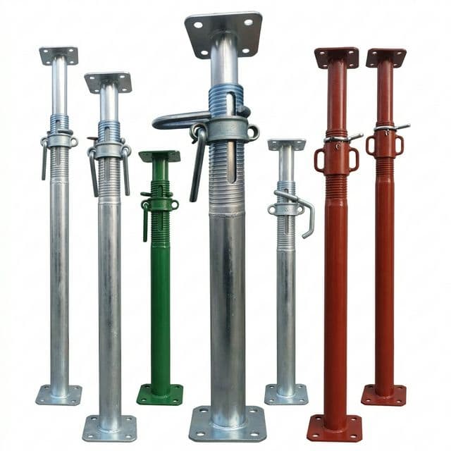 Adjustable steel props prepared for formwork and shoring support